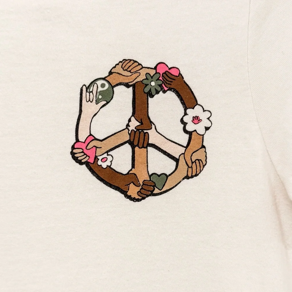 Old Navy World Peace Sign Short Sleeve Cotton T-Shirt